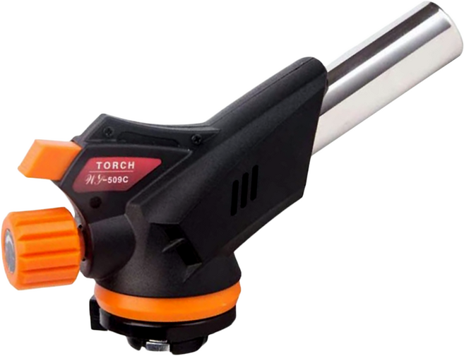 FONG HUA 崶華 短筒型360度瓦斯噴槍 硬火 GF-69, 黑色 + 橘色, 1個