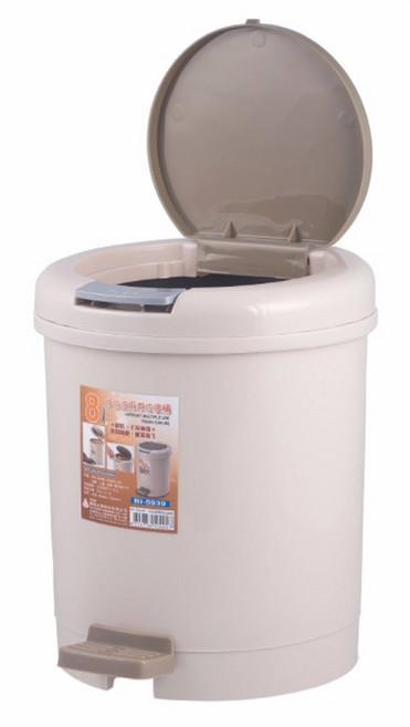 Polywise 翰庭 中哈波兩用垃圾桶 8L, 米色 + 咖啡色