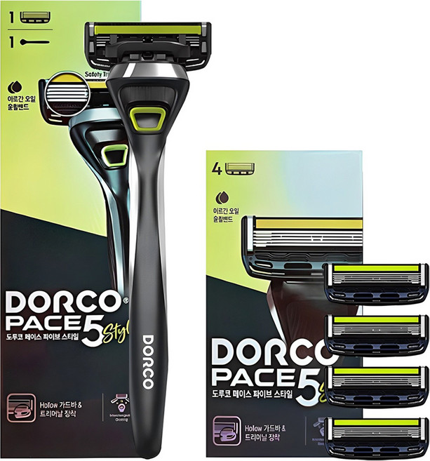 도루코 페이스 5 스타일 스타터킷 베이직 면도기 세트, 면도기 + 면도날 5p, 1세트