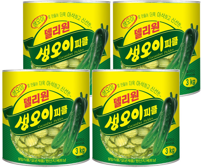 일미푸드 델리원 생 오이피클, 3kg, 4개