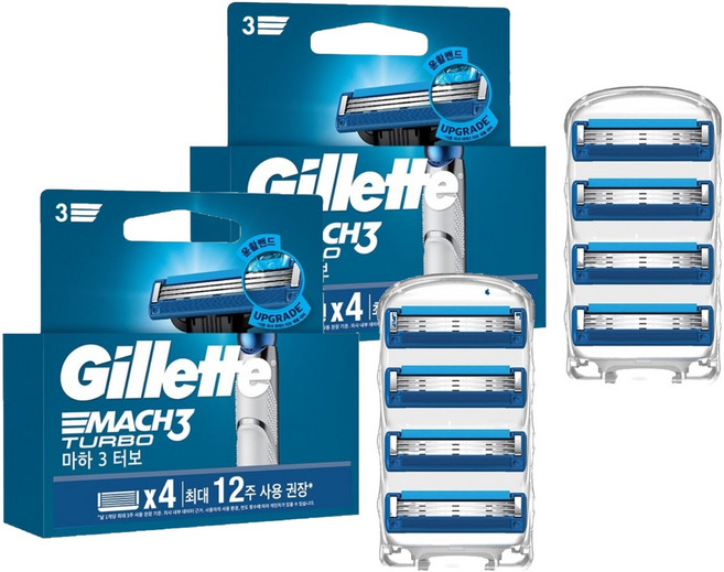 질레트 정품 마하3 터보 면도날, 4개입, 2개