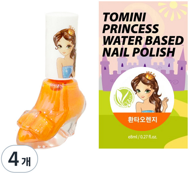 투미니 프린세스 수성 매니큐어, 환타오렌지, 4개