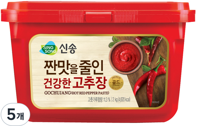 신송 짠맛줄인 건강한 고추장, 2kg, 5개