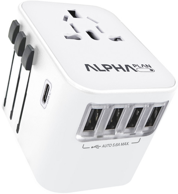 ALPHAPLAN 28W 海外旅行用萬國轉接頭 白色 JY-305B, 1個