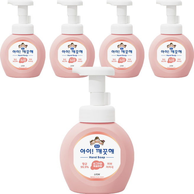 아이깨끗해 항균 폼 핸드솝 복숭아향, 250ml, 5개