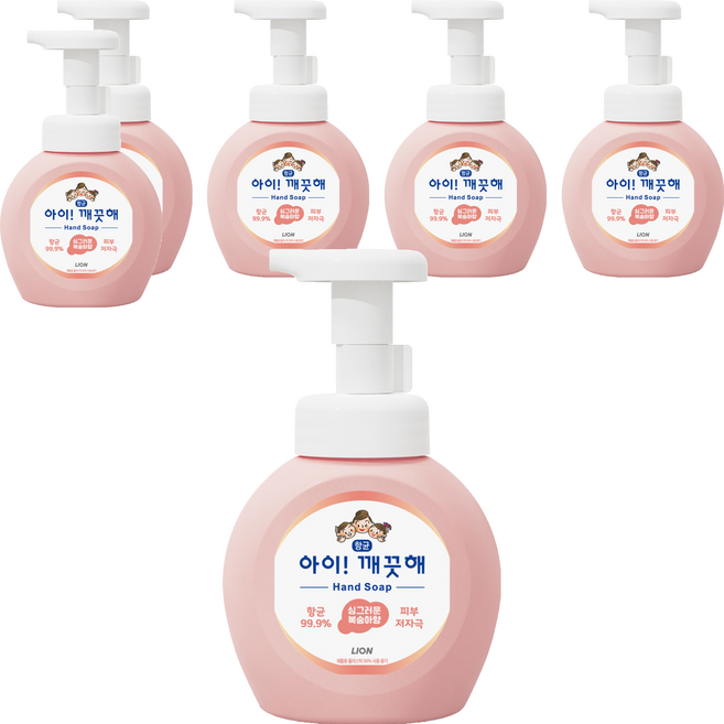 아이깨끗해 핸드워시 모이스처 복숭아, 250ml, 6개