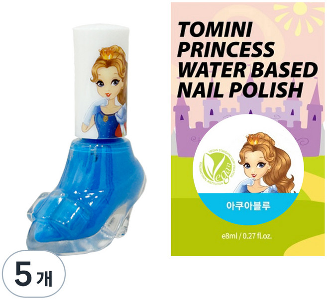 투미니 프린세스 수성 매니큐어, 아쿠아블루, 5개