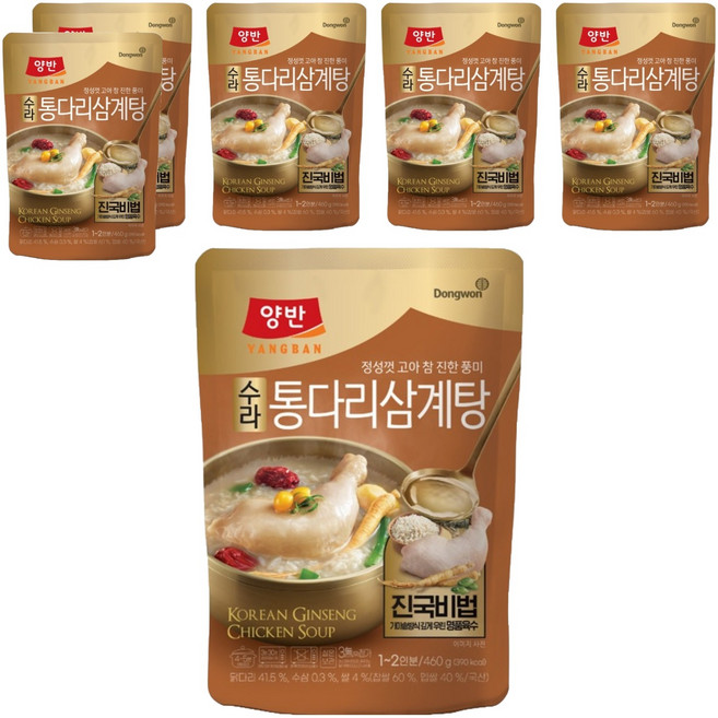 양반 수라 통다리 삼계탕, 460g, 6개