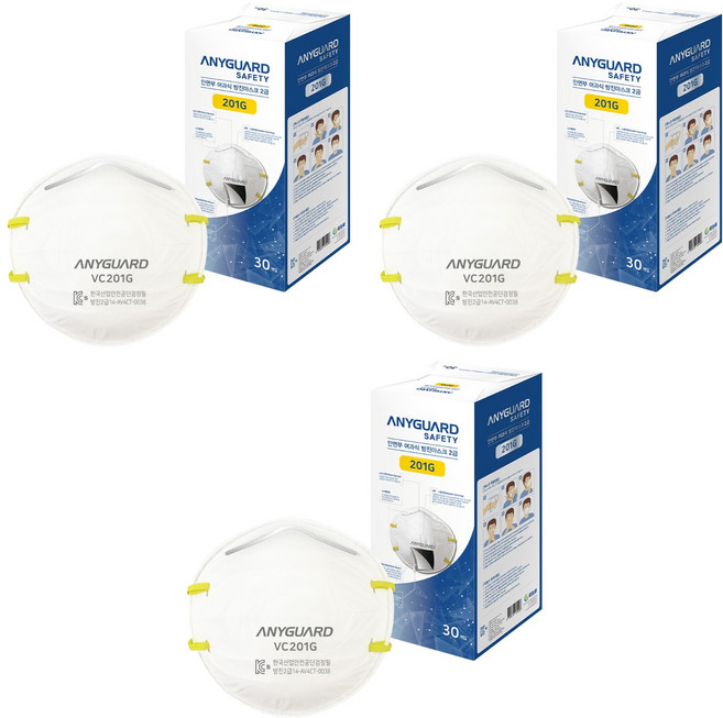 애니가드 세이프티 안면부 여과식 방진마스크 일반형 2급 30p, 3개, 화이트