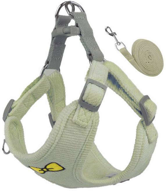 티유 강아지 하네스 + 리드줄, 그린, 1세트