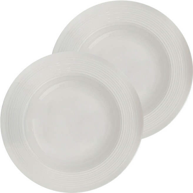 BELLOVIE 沙拉與義大利麵陶瓷圓盤, 2個, 白色