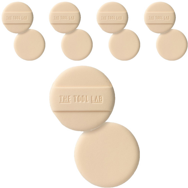 더툴랩 롱래스팅 커버 퍼프 round, 베이지, 10개