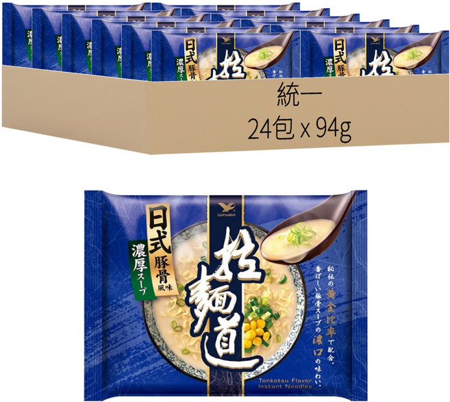 統一 拉麵道 日式豚骨風味拉麵 94g, 24包