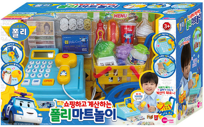 원앤원 쇼핑하고 계산하는 폴리 마트놀이, 혼합색상, 1세트