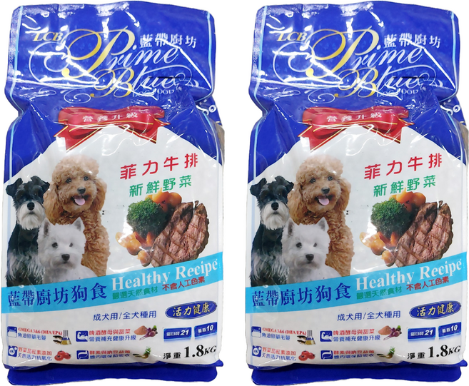 LCB 藍帶廚坊 成犬/全犬種用 乾飼料, 牛肉野菜, 1.8kg, 2袋