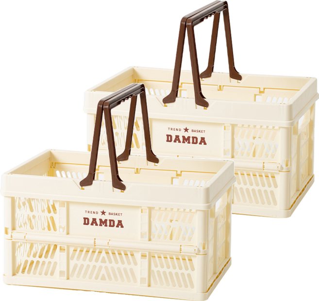 이소품 담다 접이식 바스켓, 아이보리, 2개