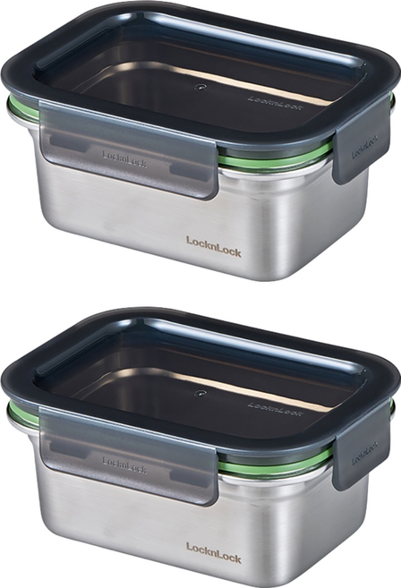 LocknLock 樂扣樂扣 Stackable 不鏽鋼保鮮盒 500ml, 2組, 容器 + 蓋子