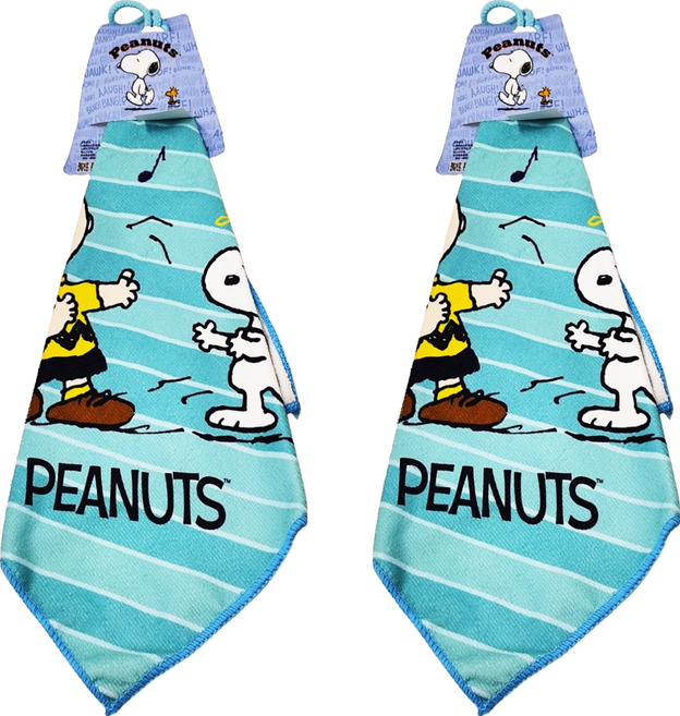 MORINO 摩力諾 PEANUTS 史努比 超細纖維印花擦拭巾 SN804 35 x 35cm 跳舞趣, 1入, 2條