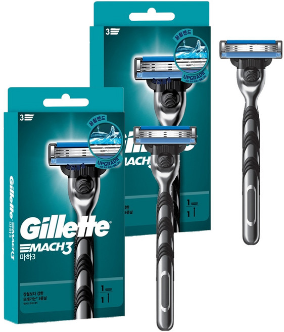질레트 정품 마하3 매뉴얼 면도기, 1개입, 2개