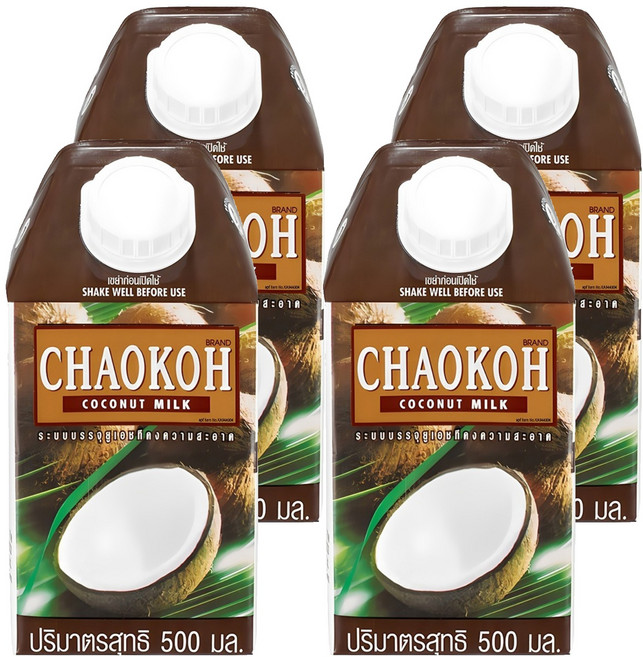 차오코 코코넛밀크, 4개, 500ml