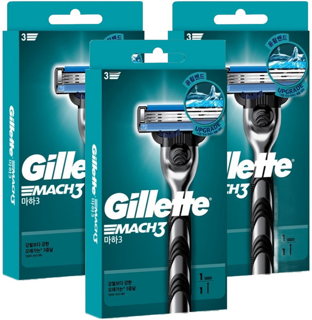 질레트 정품 마하3 매뉴얼 면도기, 1개입, 3개