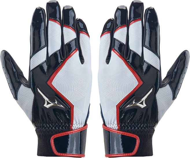 Mizuno 美津濃 打擊手套 1ETEA50102, 黑色 + 白色 + 紅色, 1雙