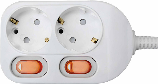 번개표 절전형 개별스위치 멀티탭 2구 WI-MC1623, 3m, 화이트, 1개