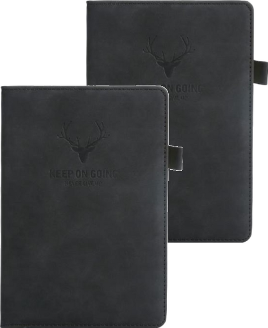 德利生活 A5羊巴皮筆記本360頁加厚款 21 x 14.5cm, 黑色, 2本