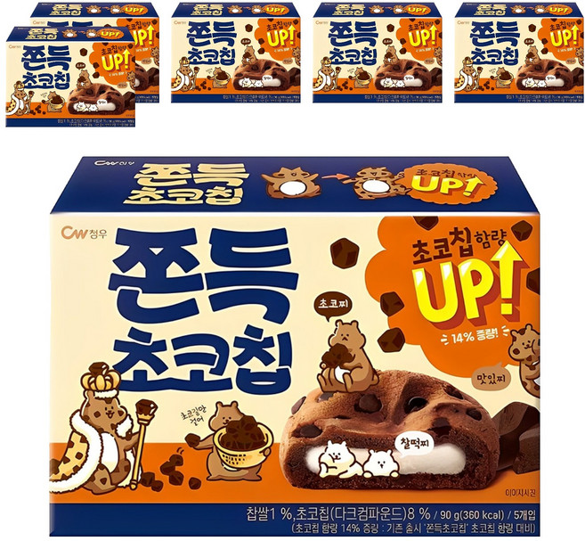 청우식품 쫀득 초코칩, 90g, 6개