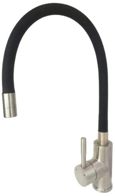 LEADER 麗達 304不鏽鋼 專利型萬向水龍頭 附進水管 + 加強片 LBE ST8815 22kg 黑矽膠管 不鏽鋼原色, 1個