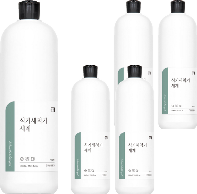 살림백서 식기세척기 세제 액상형, 1L, 5개