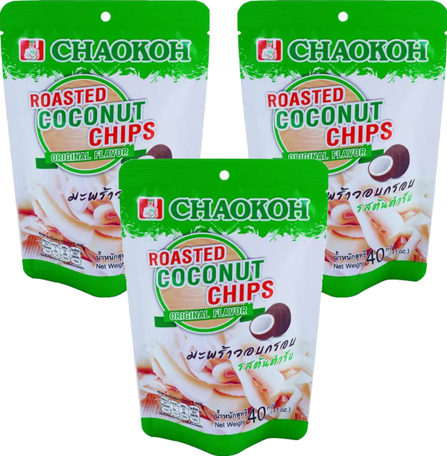 CHAOKOH 椰子片, 3包, 40g