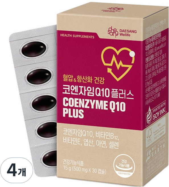 대상웰라이프 코엔자임 Q10 플러스 영양제, 30정, 4개