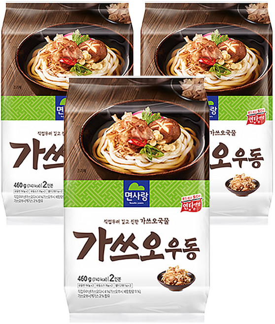 면사랑 가쓰오우동 2인, 3개, 460g