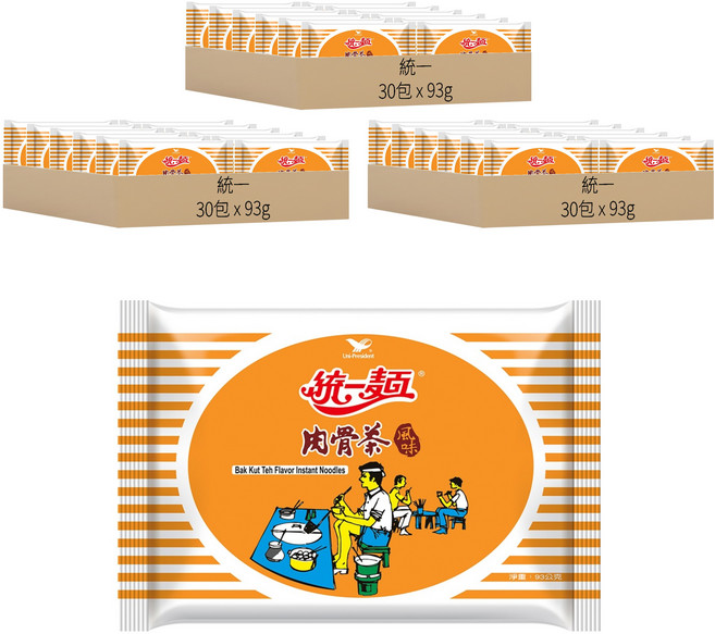 統一 統一麵 肉骨茶風味 93g, 90包