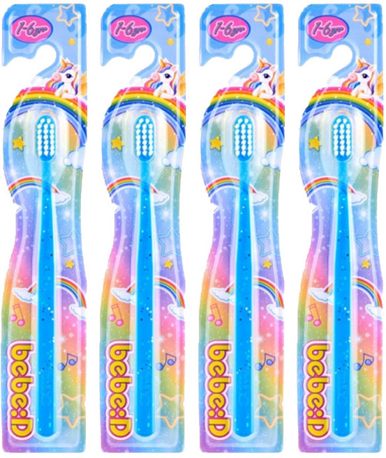 bebeD 유아용 초콜릿도 잘 닦이는 칫솔, 반짝이블루, 1개입, 4개