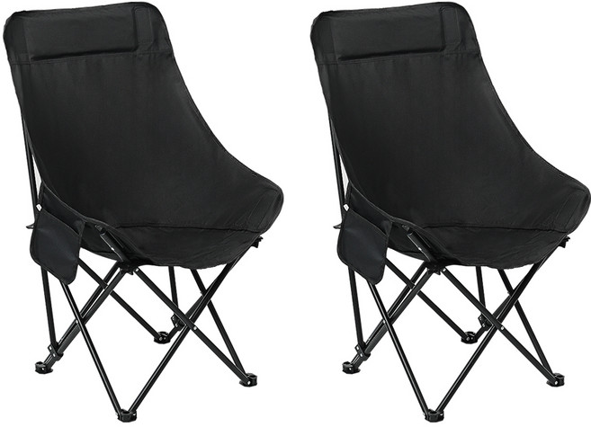 코멧 아웃도어 릴렉스 폴딩 캠핑체어, 블랙, 2개
