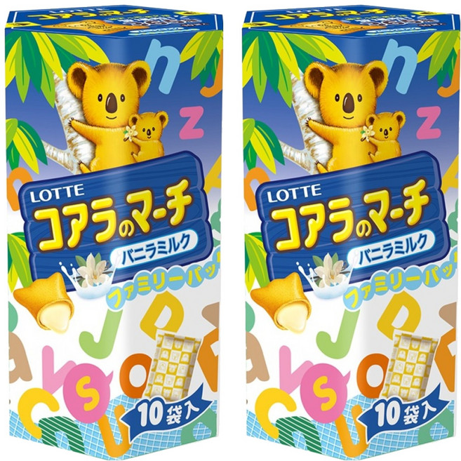 LOTTE 樂天 小熊餅 家庭號 牛奶風味 10包, 195g, 2盒