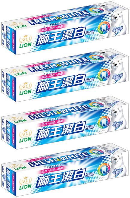LION 獅王 台灣公司貨 超涼潔白牙膏, 200g, 4條