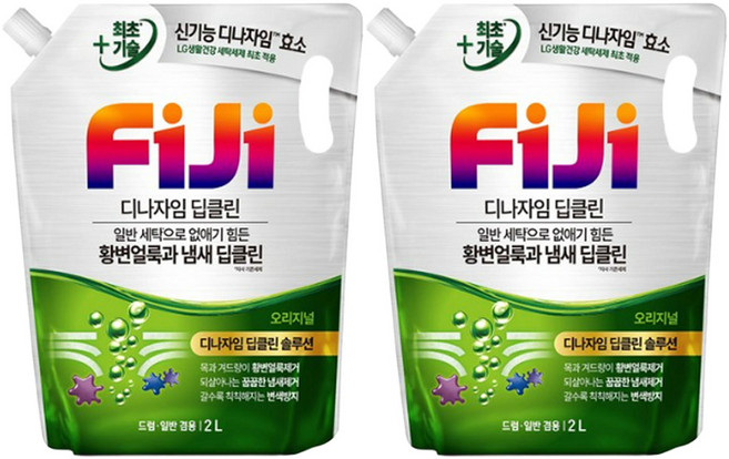 피지 디나자임 딥클린 오리지널 액상세제 리필, 2L, 1개입, 2개