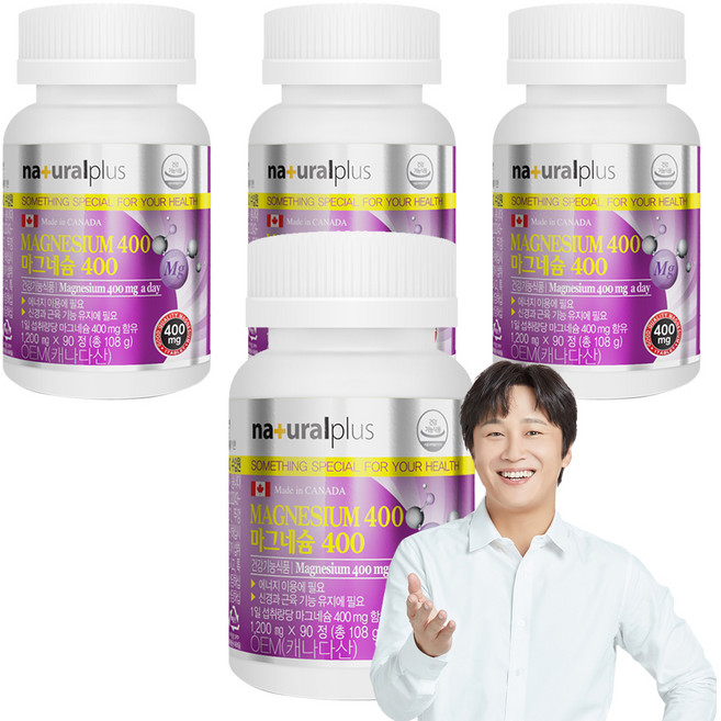 내츄럴플러스 마그네슘 400, 90정, 4개
