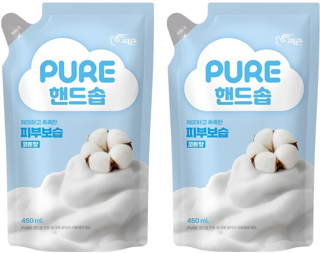 피죤 퓨어 핸드솝 코튼향, 2개, 450ml