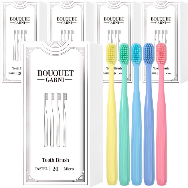 부케가르니 딥 클리어 2중 미세모 파스텔 칫솔, 20개입, 5개