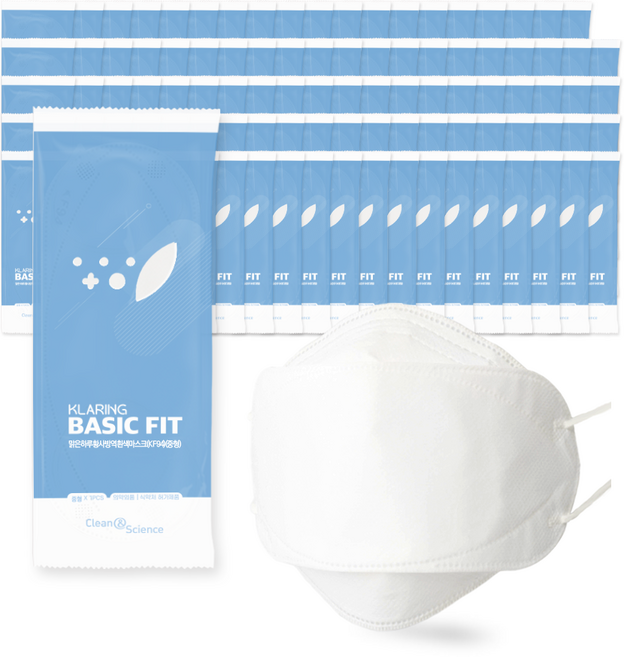 클라링 베이직핏 황사 방역마스크 중형 KF94, 100개입, 1개, 흰색