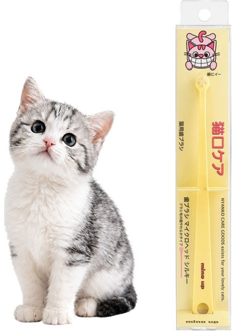 마인드업 고양이 잇몸이약한 마인드업 냥코케어 실키마이크로헤드 칫솔, 혼합색상, 1개