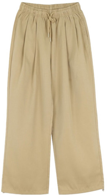 플랜데이 여성용 2WAY 스트링 투핀턱 와이드 밴딩팬츠 미디움