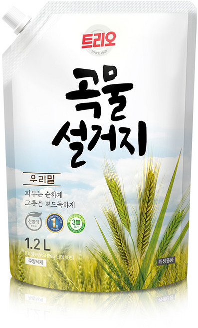 트리오 곡물 설거지 우리밀 주방용 세척제, 1.2L, 1개