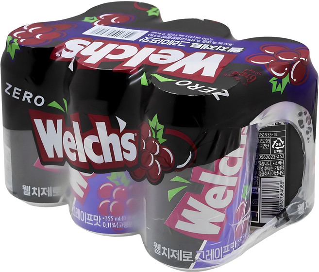웰치스 제로 그레이프맛, 355ml, 6개