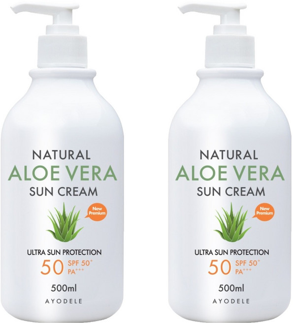 아요델 내추럴 알로에베라 선크림 SPF50+ PA+++, 500ml, 2개