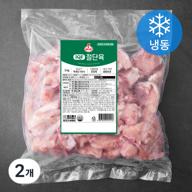 마니커 IQF 다용도 닭 절단육 볶음용 (냉동), 3kg, 2개